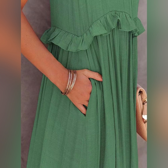 Ruffled Sleeveless Tiered Maxi Dress with Pockets - Picture 4 of 5